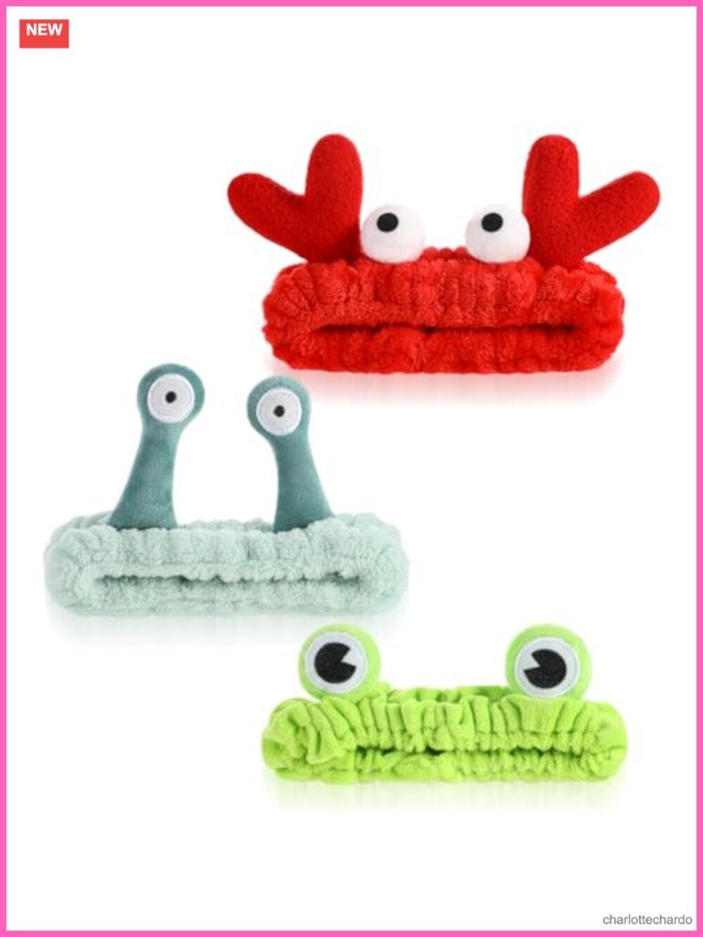 3Pc Coral Fleece Spa Headband Set Cute Animal Face Wash Headbands for Women